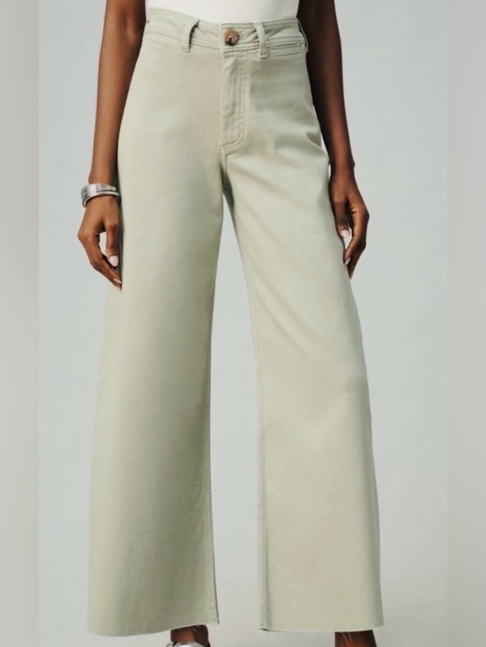 Anthropologie Maeve Cropped Wide Leg Denim Pants